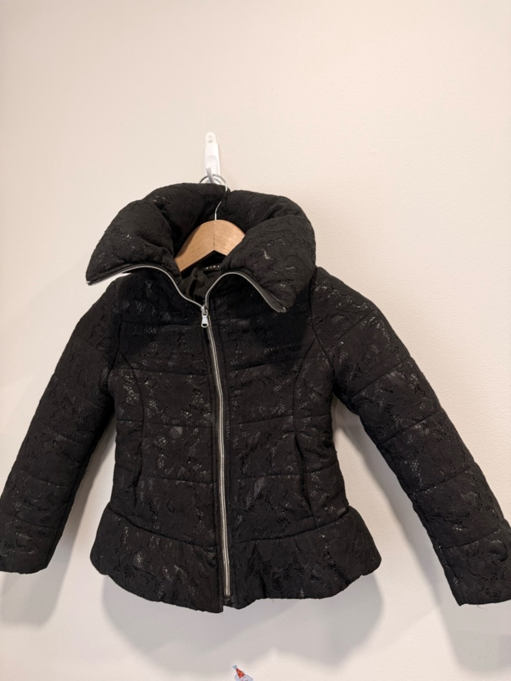 Sisley Black Quilted Puffer Jacket with High Collar